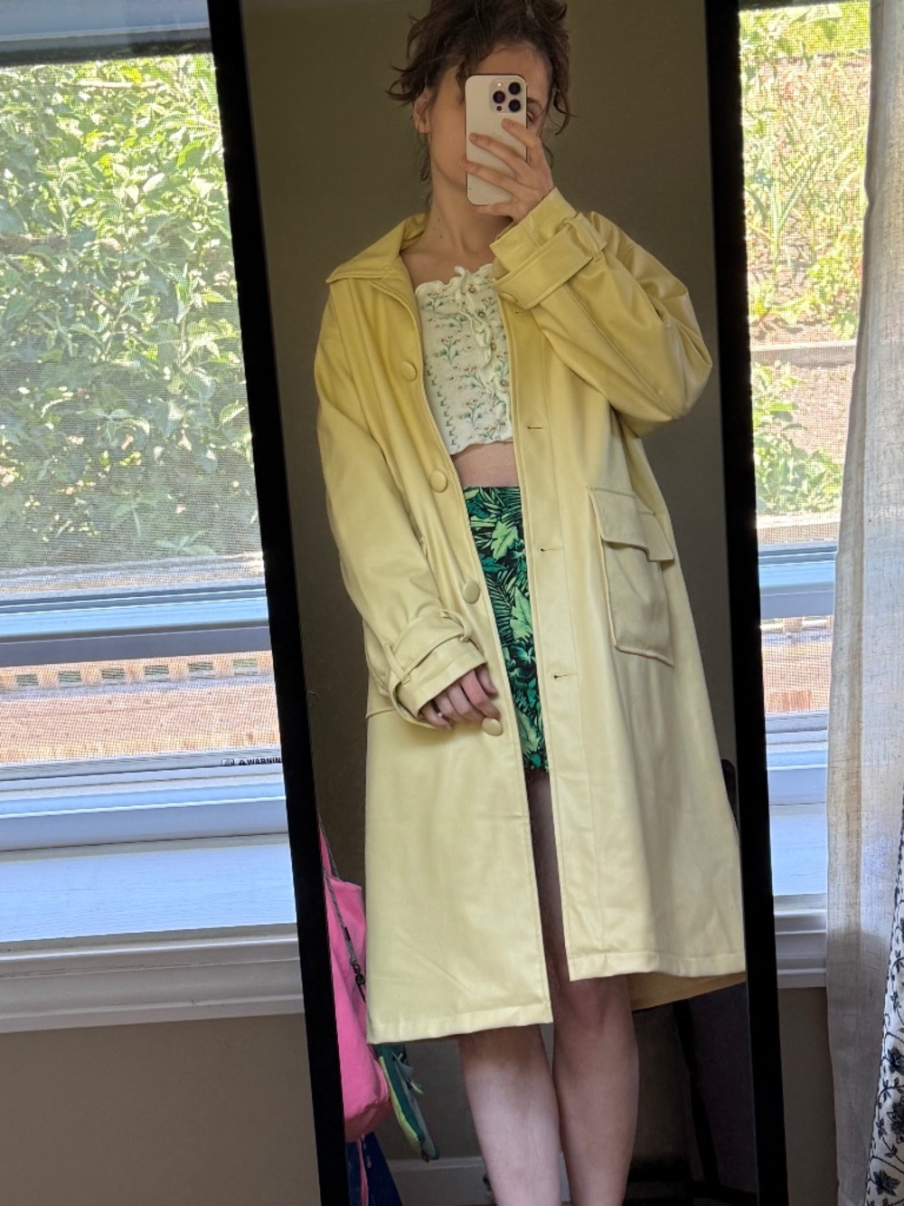 Miss Selfridge Faux Leather Buttermilk Trench Coat — Size 2 — NWT